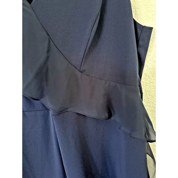 Connected Women's Plus Size V-Neck Sleeveless Ruffle-Trim Wide Leg Jumpsuit 22W - Picture 5 of 8